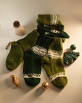 Hand-Knit Green Wool Socks – Pack of 3 (Olive & Bottle Green)