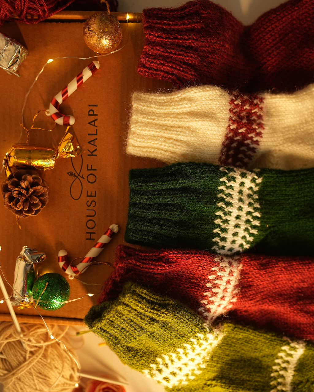 Hand-Knit Wool Socks: Pack of 5 (Mixed Colours)