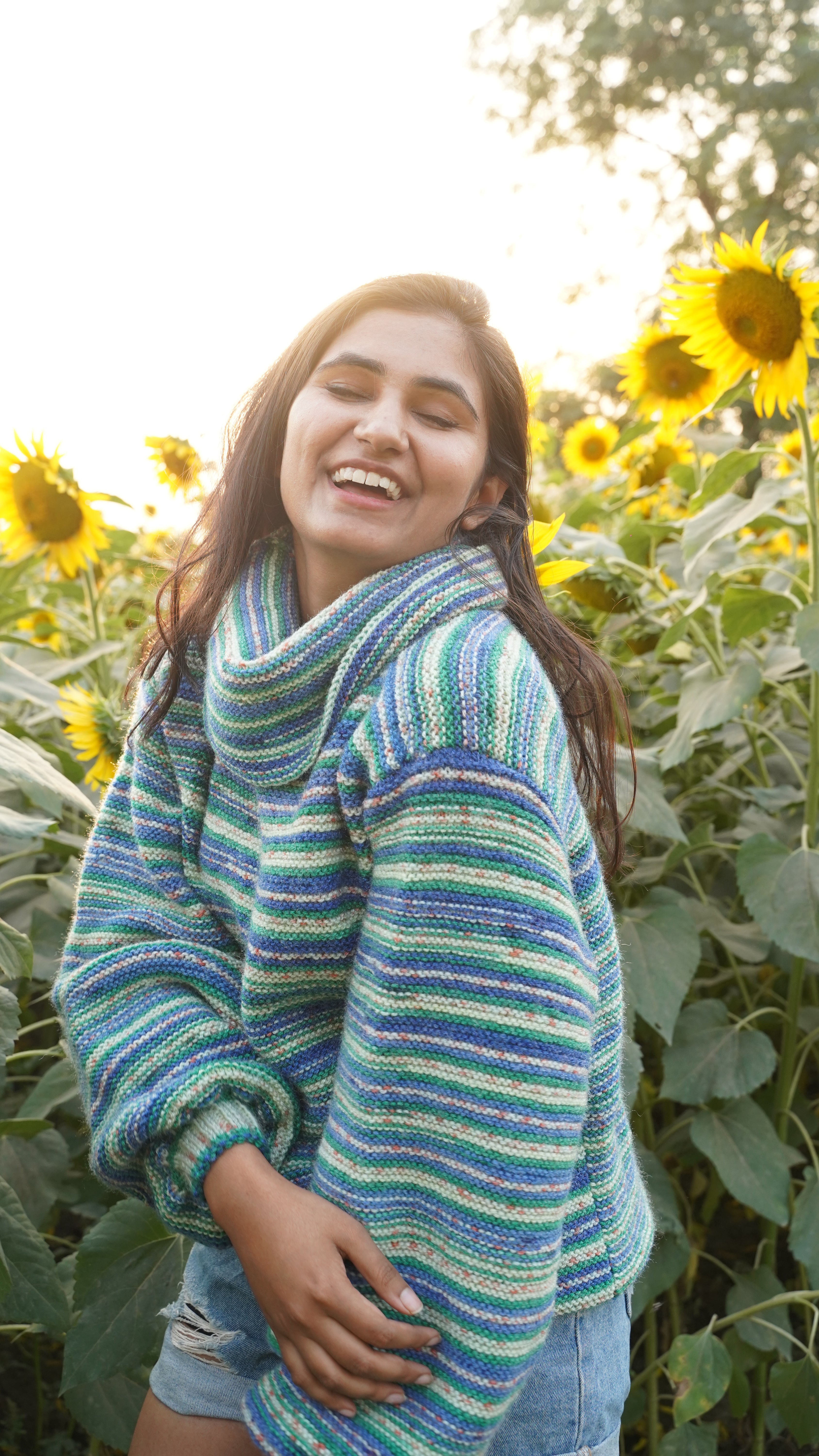 Sea-Glass Stripe Cowl Sweater