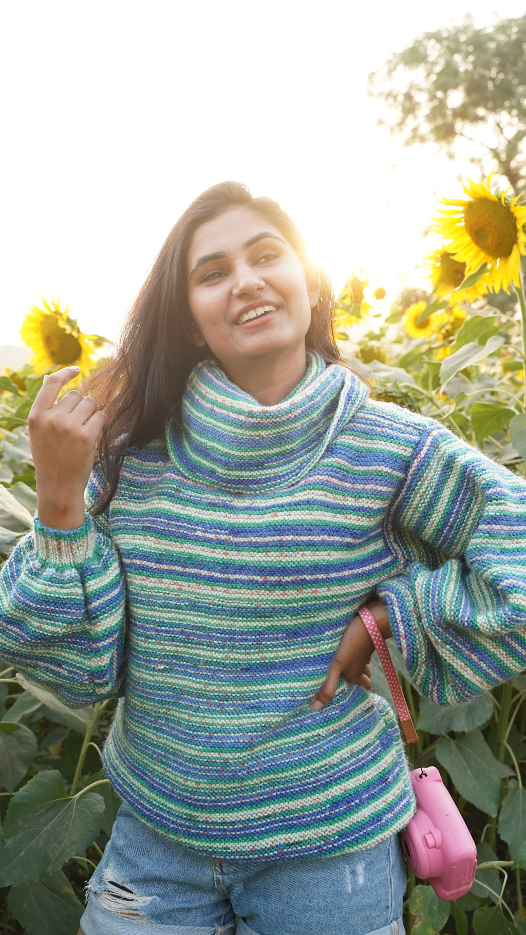 Sea-Glass Stripe Cowl Sweater
