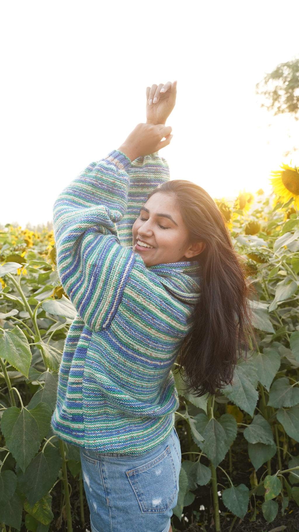 Sea-Glass Stripe Cowl Sweater