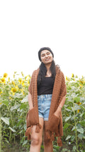 Brown Tassel Pocket Shawl / Ruana