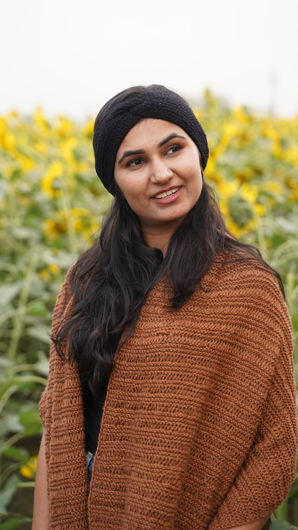Brown Tassel Pocket Shawl / Ruana