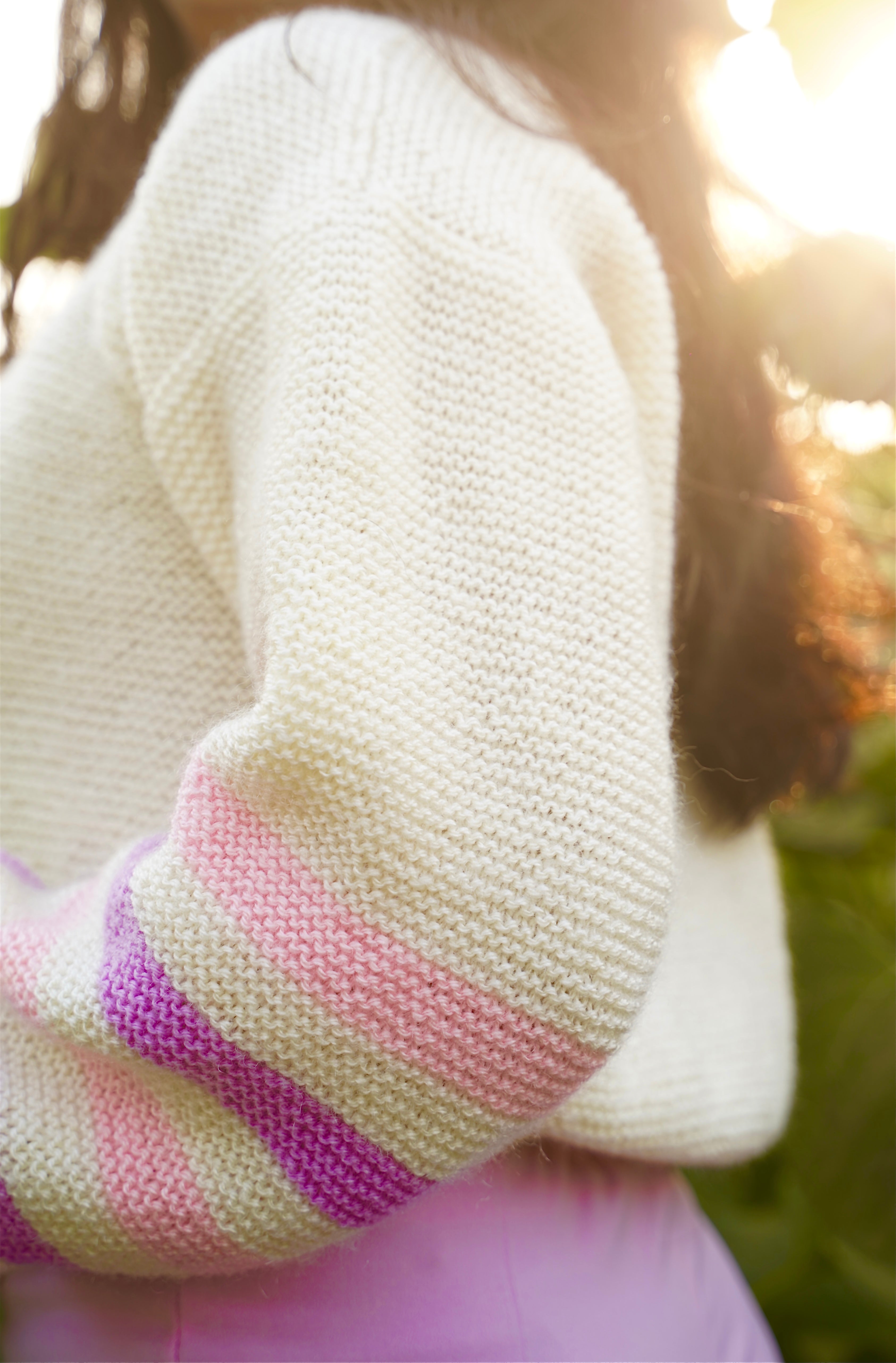 Ivory Candy-Stripe Cropped Cardigan