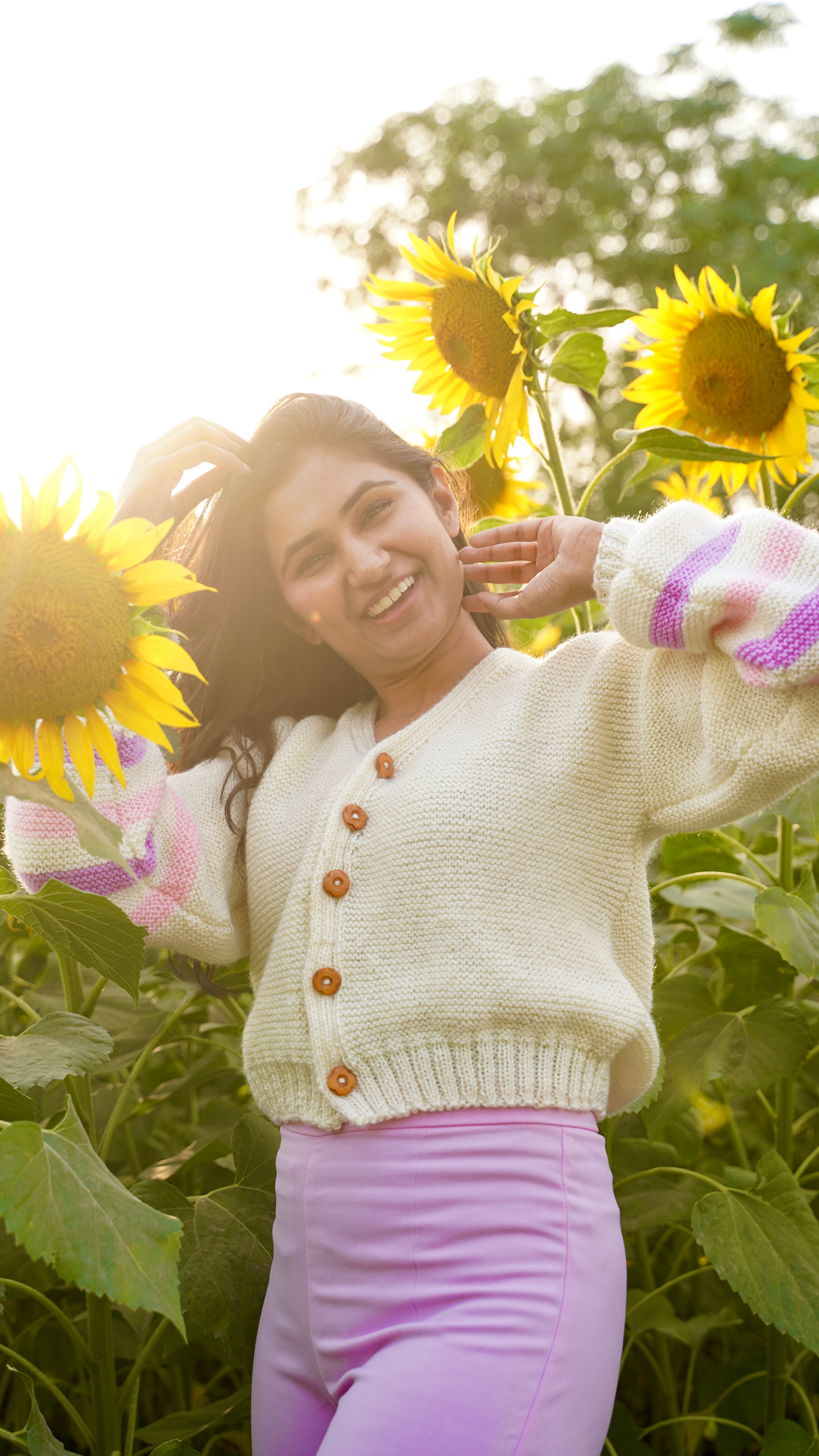 Ivory Candy-Stripe Cropped Cardigan