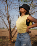 Sunlit Yellow Textured Knit Crop Top