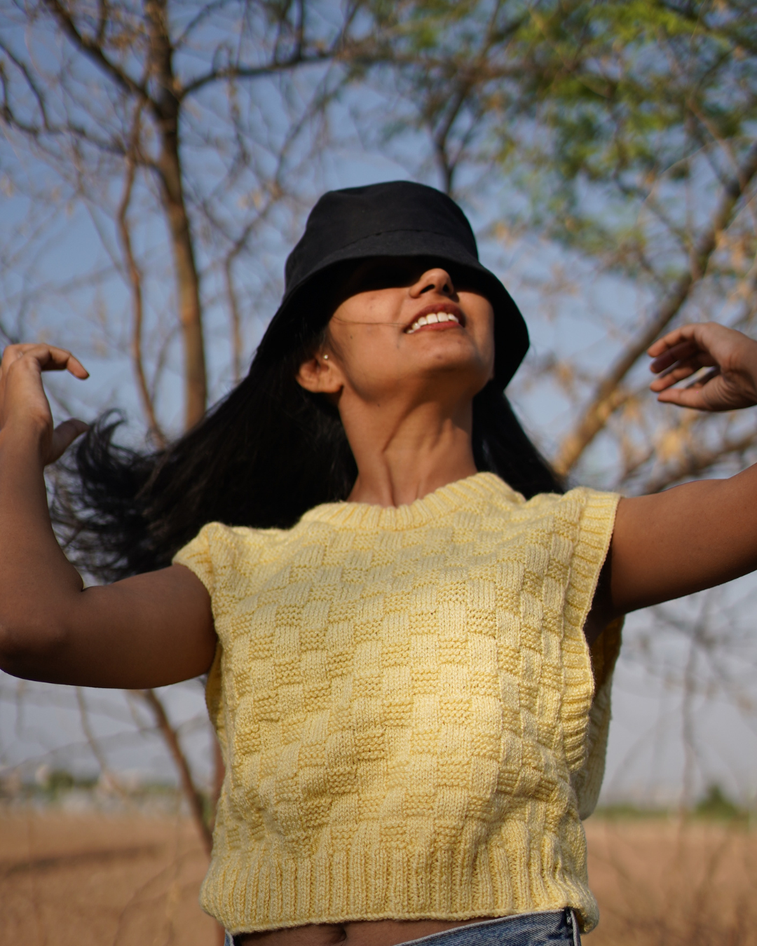 Sunlit Yellow Textured Knit Crop Top